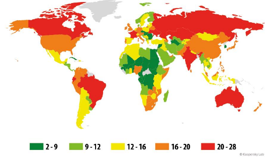 Países mais afetados por trojans bancários em 2014
